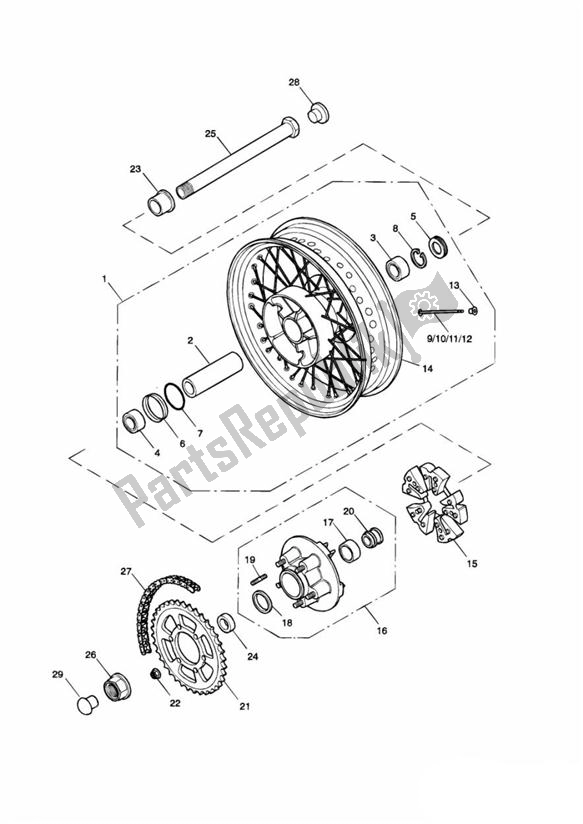 All parts for the Rear Wheel/final Drive >281465-f2 / 279278-f4 of the Triumph America Carburettor 790 2002 - 2007